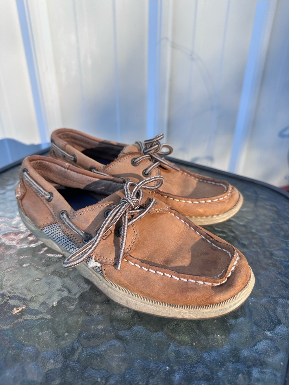 Boys Sperry Topsider lanyard brown Leather Classic Boat Shoes